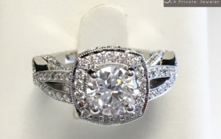 san diego custom halo engagement ring with vintage style