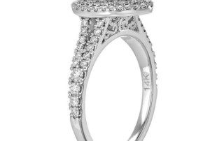 Split diamond shank halo engagement ring