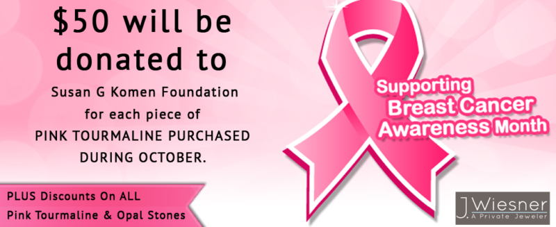 pink tourmaline jewelry sale for breast cancer awareness month