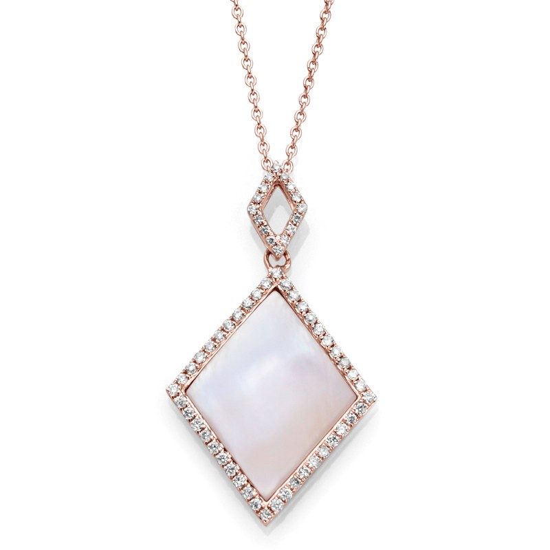 14 karat rose gold pearl and diamond pendant 14 karat rose gold pearl and diamond pendant