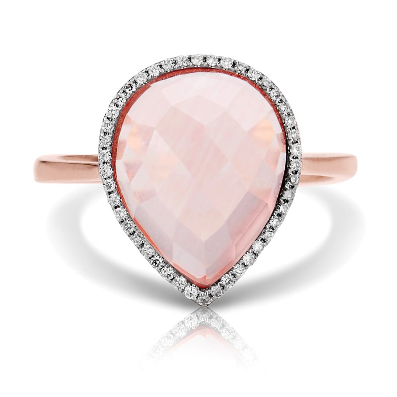 14 karat rose gold pink quartz and diamond ring 14 karat rose gold pink quartz and diamond ring
